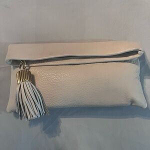 Elegant Cream Clutch with Tassel